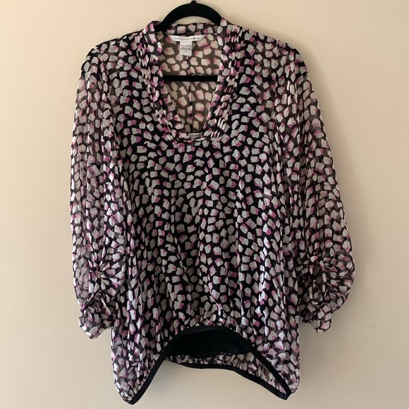 Diane Von Furstenberg Blouse with Camisole Tank Shell - Small - Picture 1 of 8